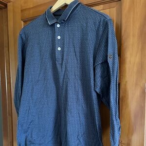 Vintage Nike Men's Blue L/S Golf Polo Shirt